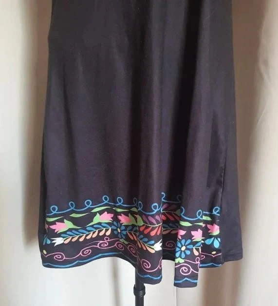 Vestido negro de manga corta con estampado floral talla 40 - L – photo 3